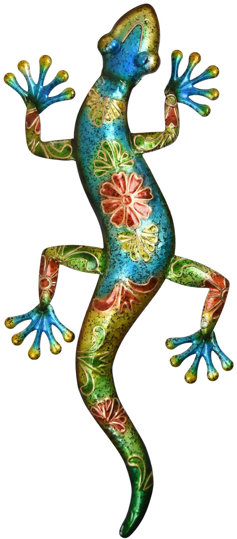 Eclectic Gardens Multicolored Metal Gecko Wall Decor-1