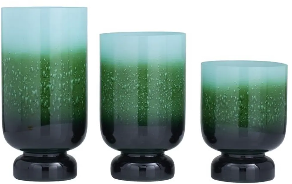 10 Inch Glass Aqua/Green Candleholder-1