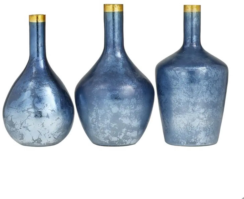 Small 13.45  Ocean Blue Glass Vase-1