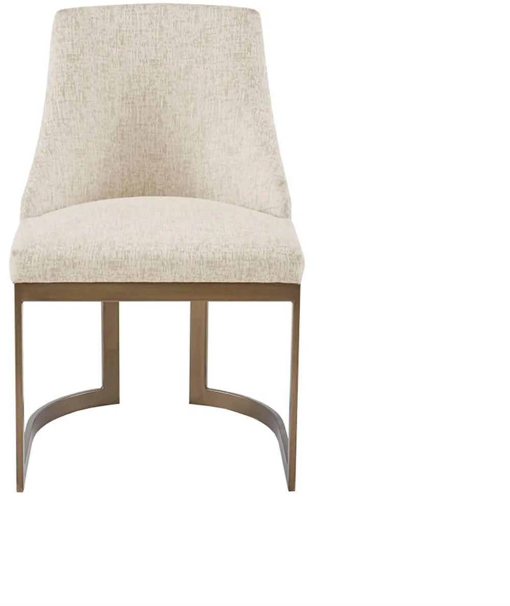 Modern Eclectic Cream and Antique Gold Dining Room Chair-1