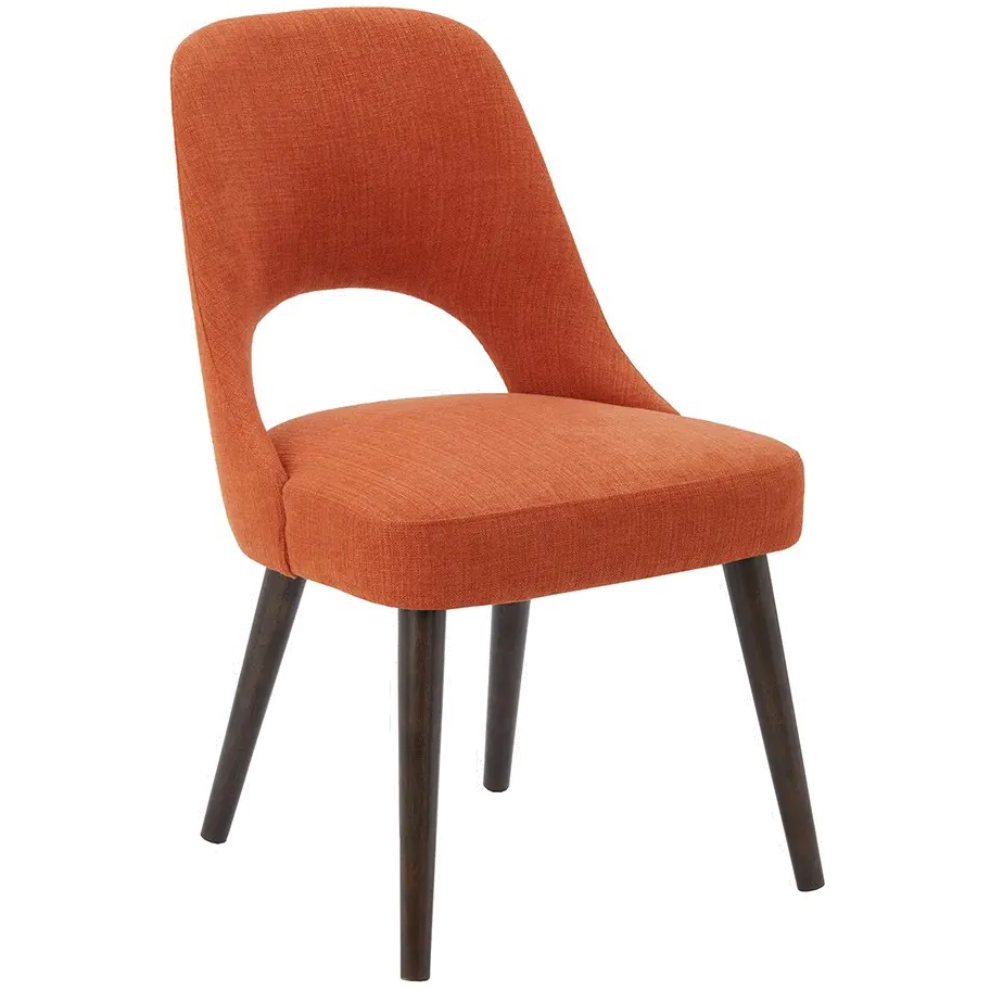 Modern Eclectic Orange Upholstered Dining Room Chair-1