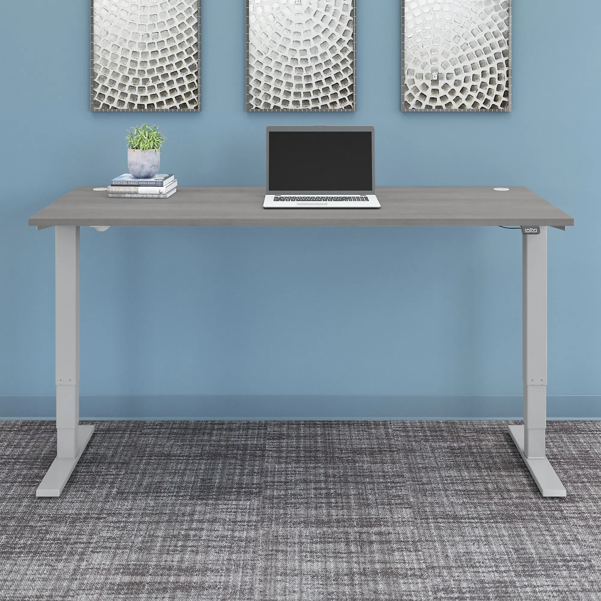 Platinum Gray 72 Inch Adjustable Stand Desk - Bush Furniture
