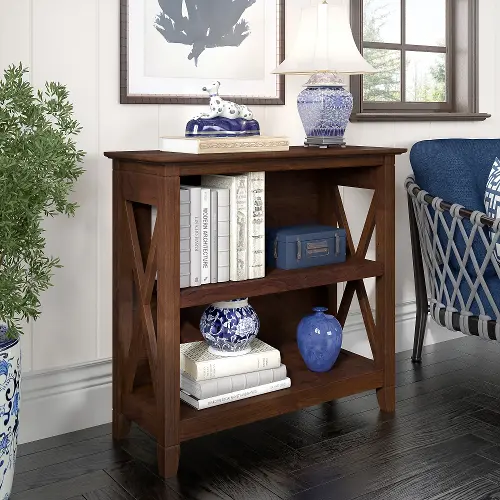 Bush Furniture Key West Entryway Storage Set with Hall Tree, Shoe Bench and Armoire Cabinet Bing Cherry