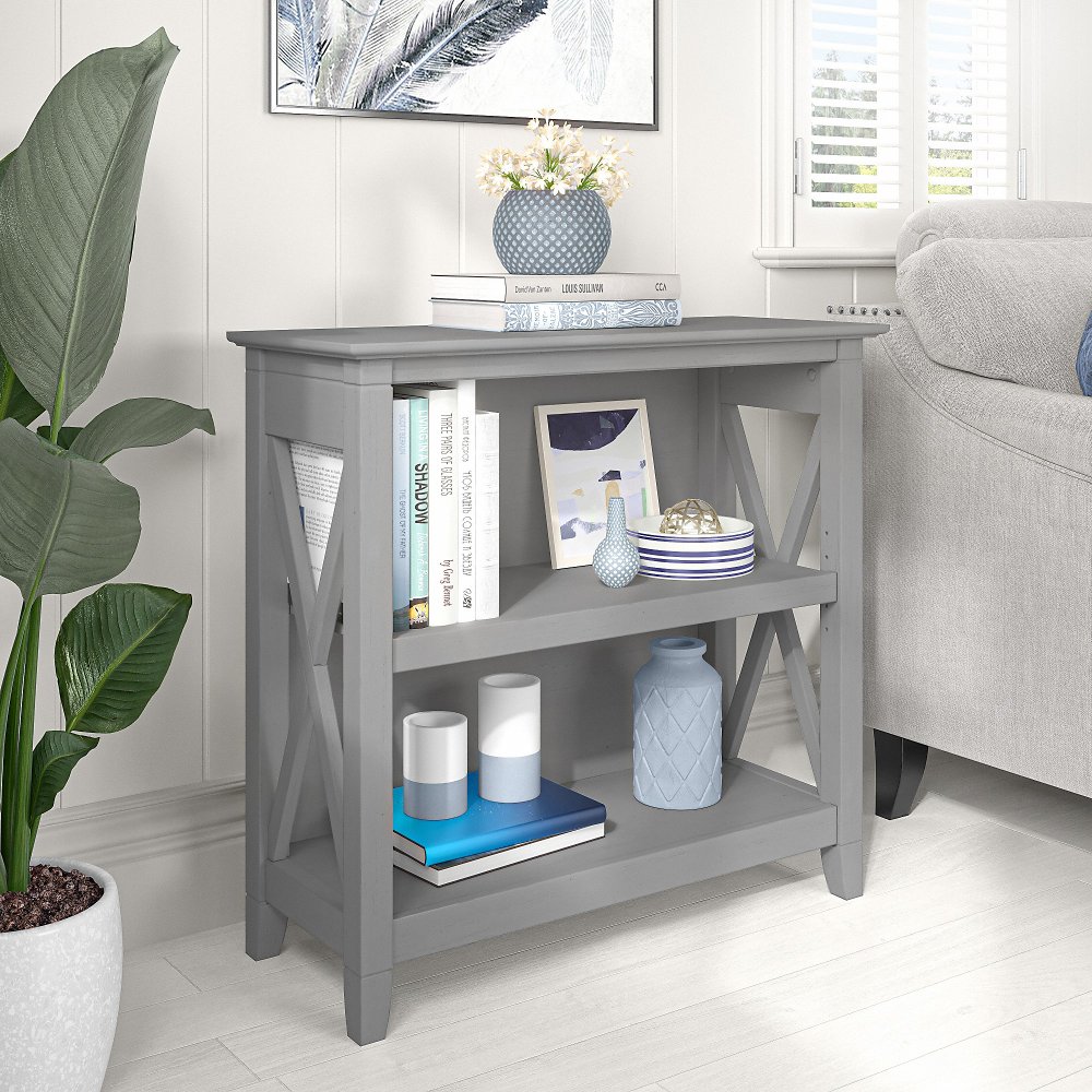 Key West Cape Cod Gray 2-Shelf Bookcase - Bush Furniture