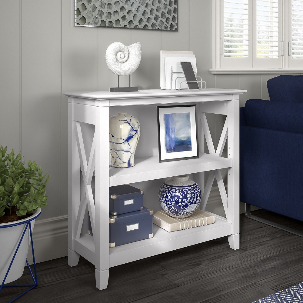 Key West White Oak 2-Shelf Bookcase - Bush Furniture