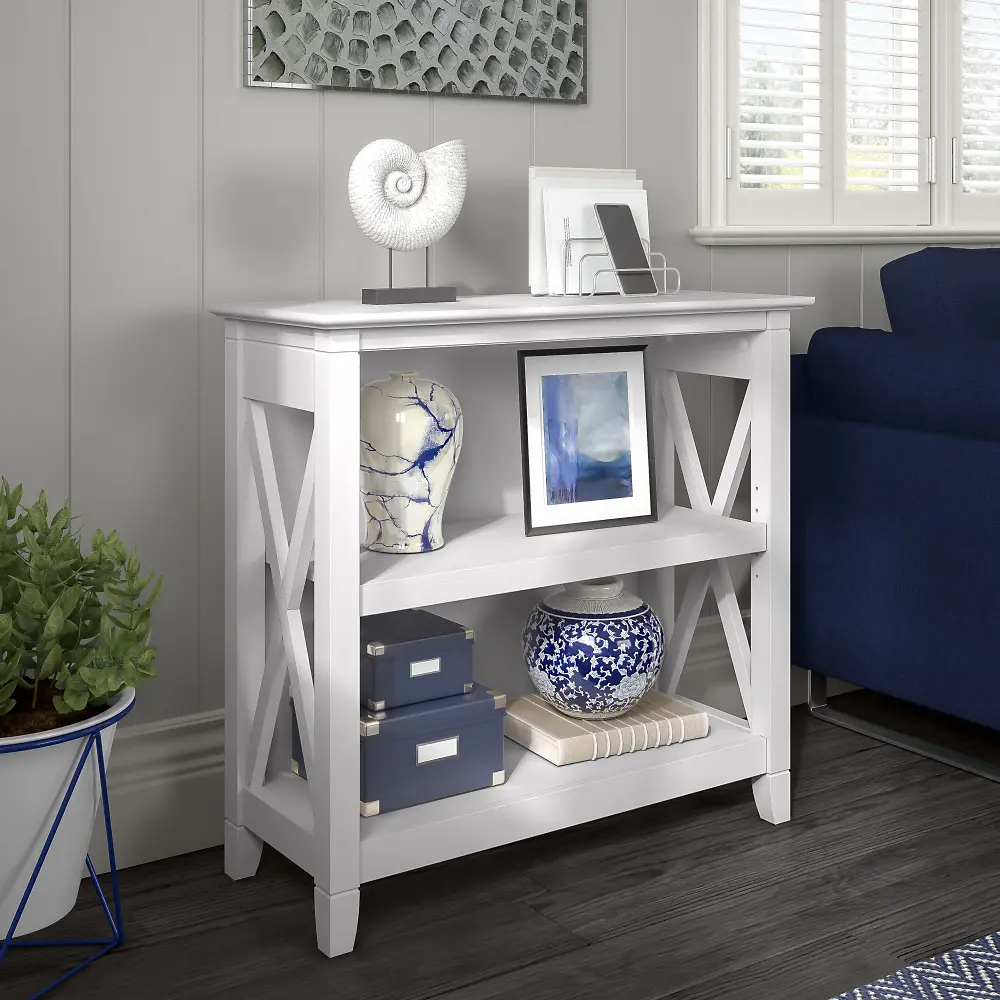 KWB124WT-03 Key West White Oak 2-Shelf Bookcase - Bush Furniture-1