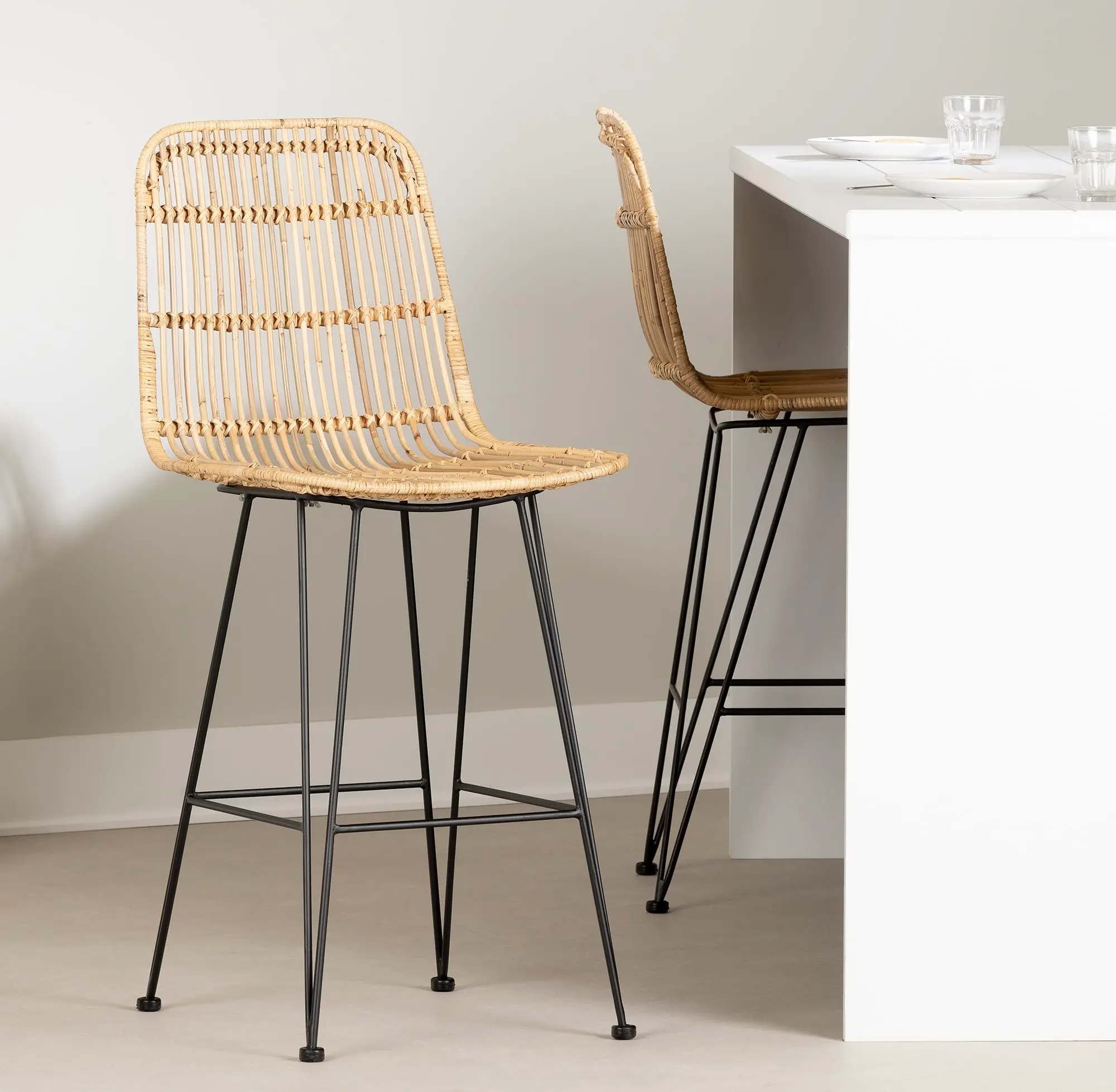 Rattan counter height stools deals with backs