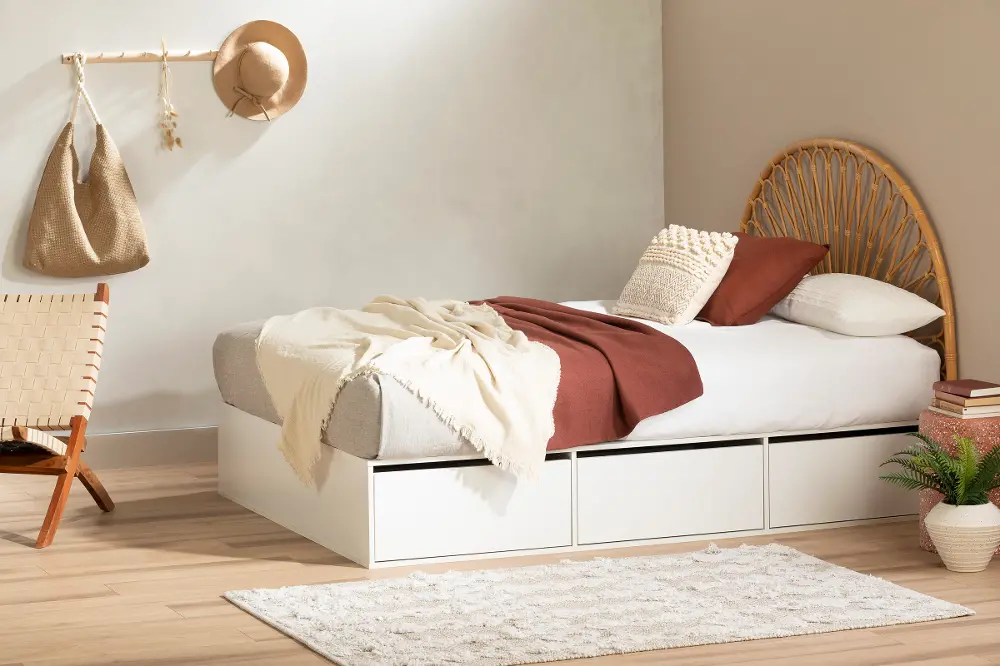 13251 Fusion White Queen Platform Bed with Six Drawers for Storage - South Shore-1