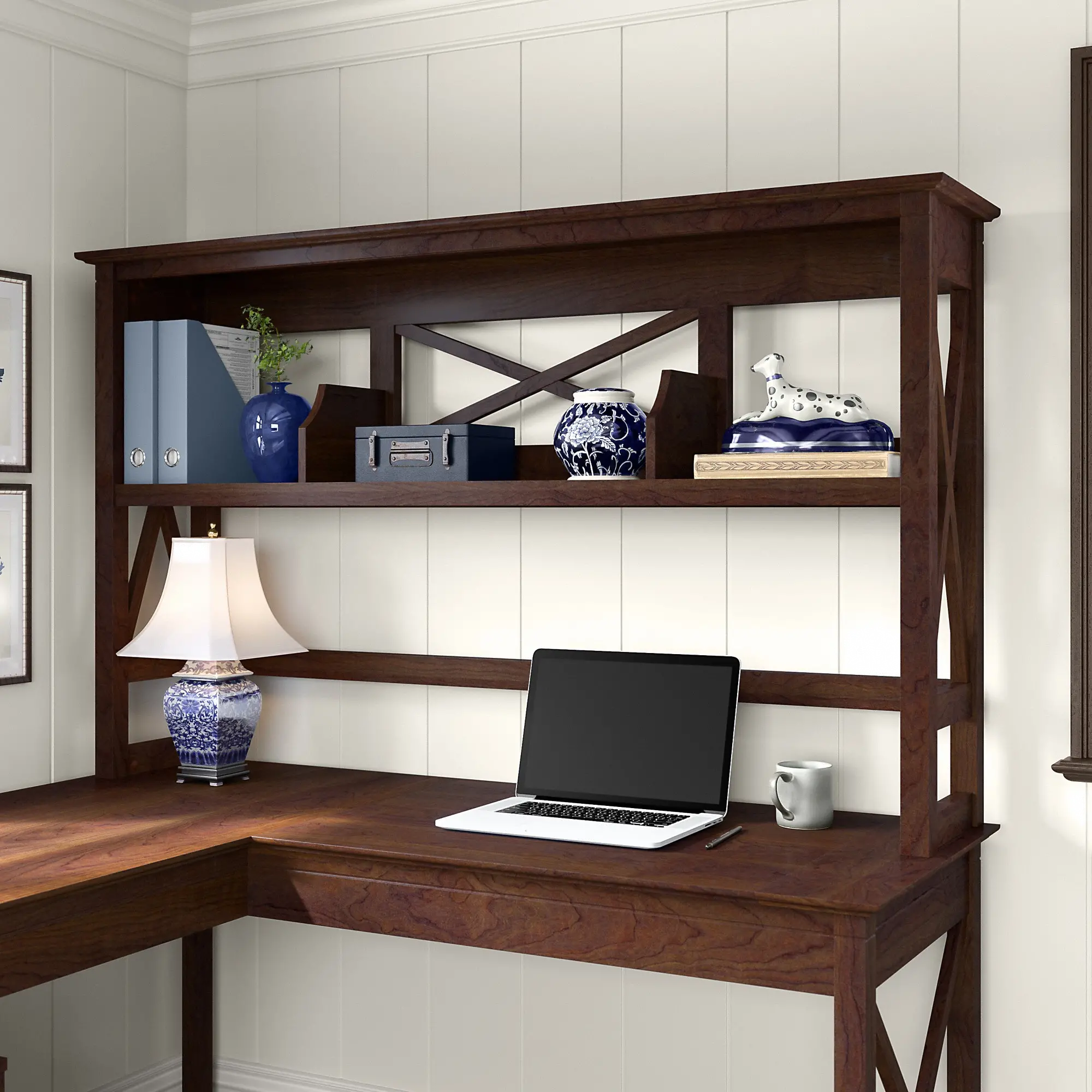 Key West Bing Cherry 60 Inch Desk Hutch - Bush Furniture