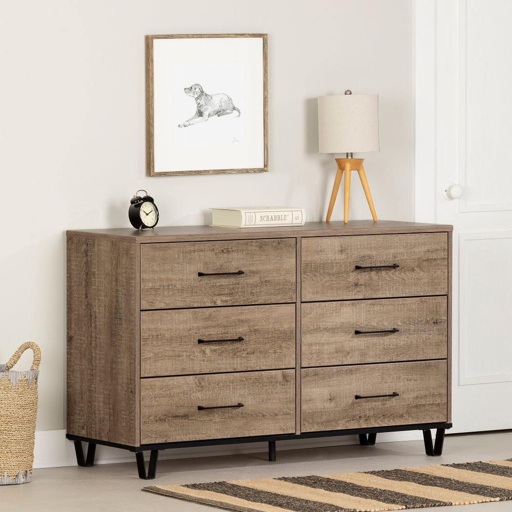 Arlen Weathered Oak 6 Drawer Dresser - South Shore