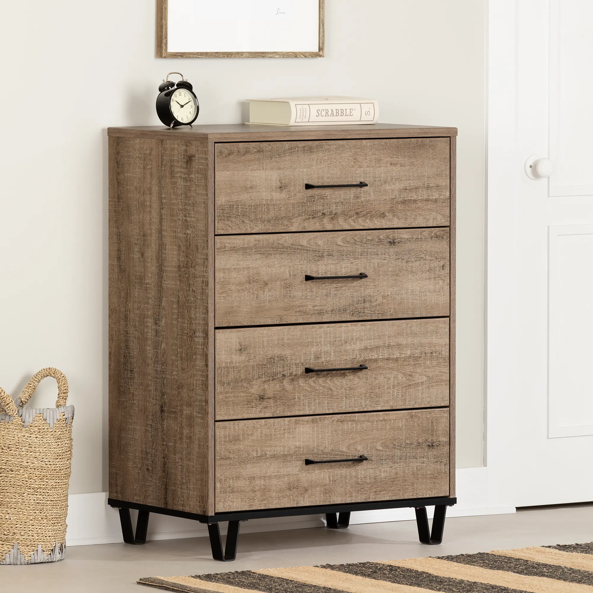 Arlen Weathered Oak 4 Drawer Chest - South Shore