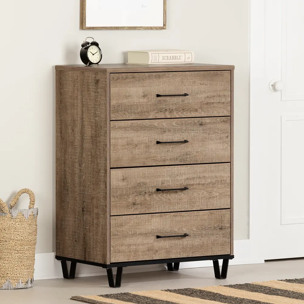 13484 Arlen Weathered Oak 4 Drawer Chest - South Shore-1
