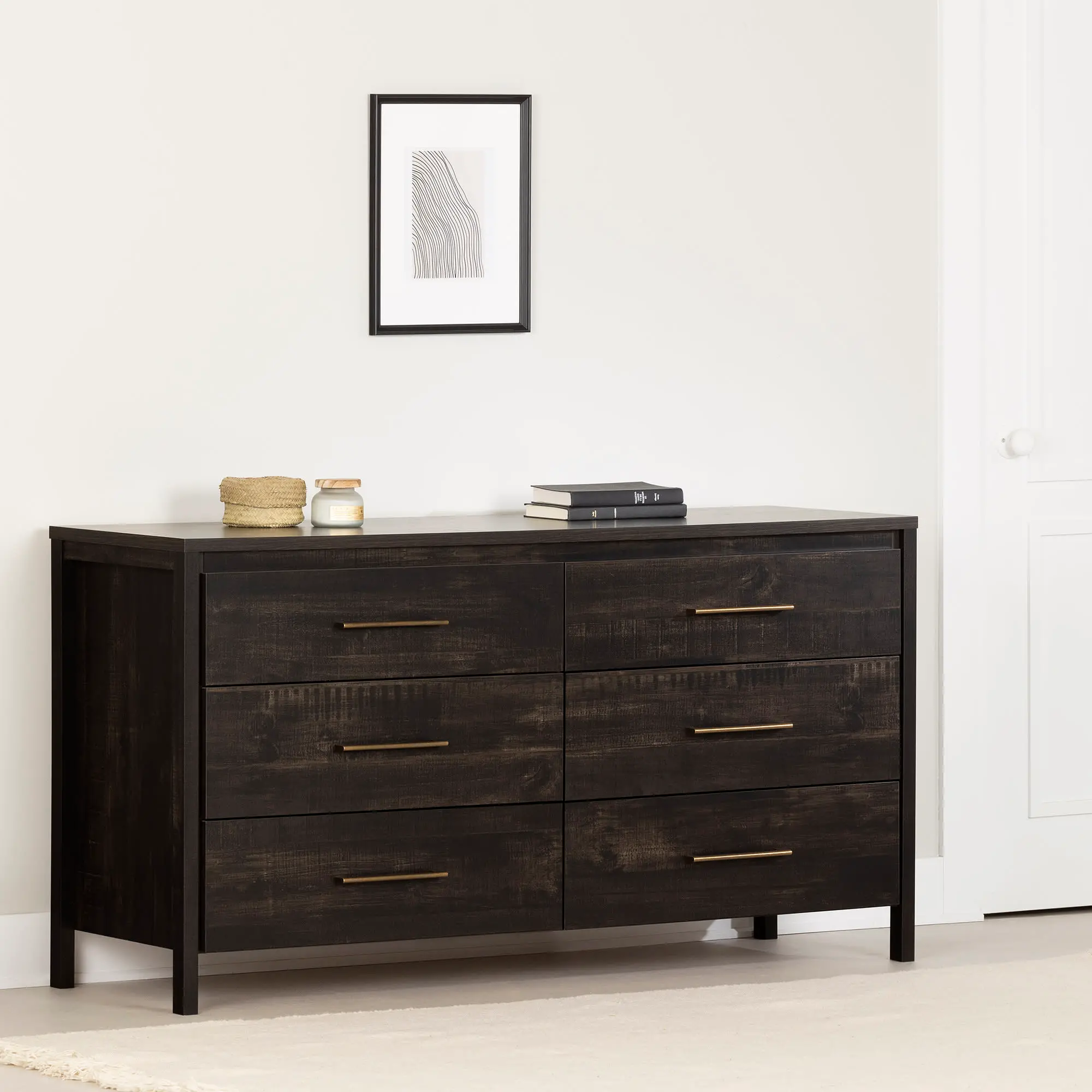 Photos - Dresser / Chests of Drawers South Shore Gravity Rubbed Black 6 Drawer Dresser - South Shore 13557