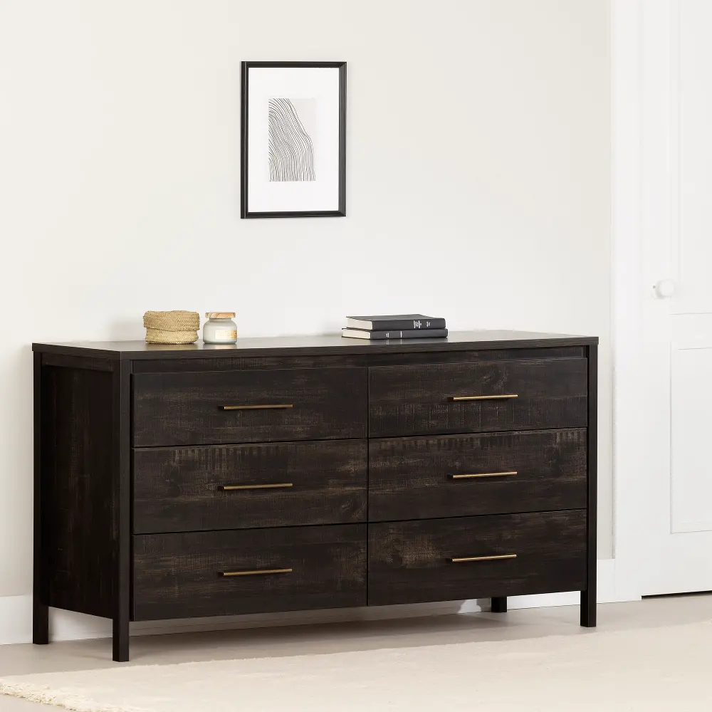 13557 Gravity Rubbed Black 6 Drawer Dresser - South Shore-1