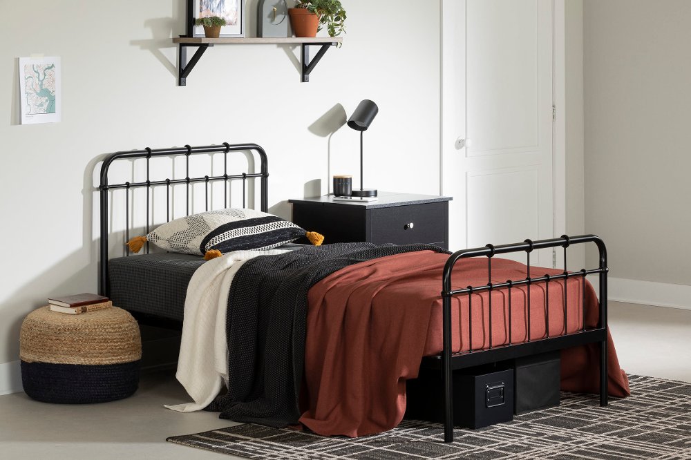 Vito Black Metal Twin Bed - South Shore