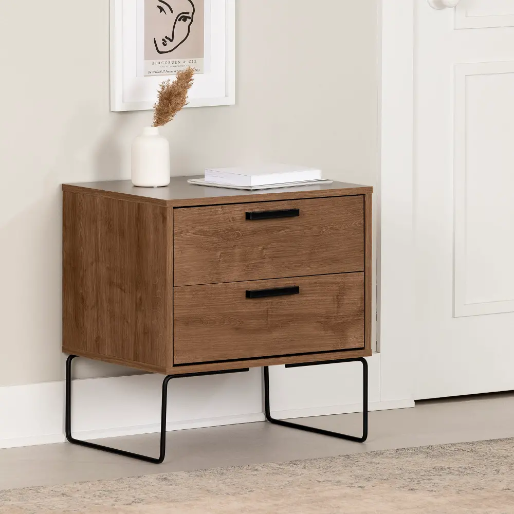 13841 Vito Dark Wood End Table With Two Drawers - South Shore-1