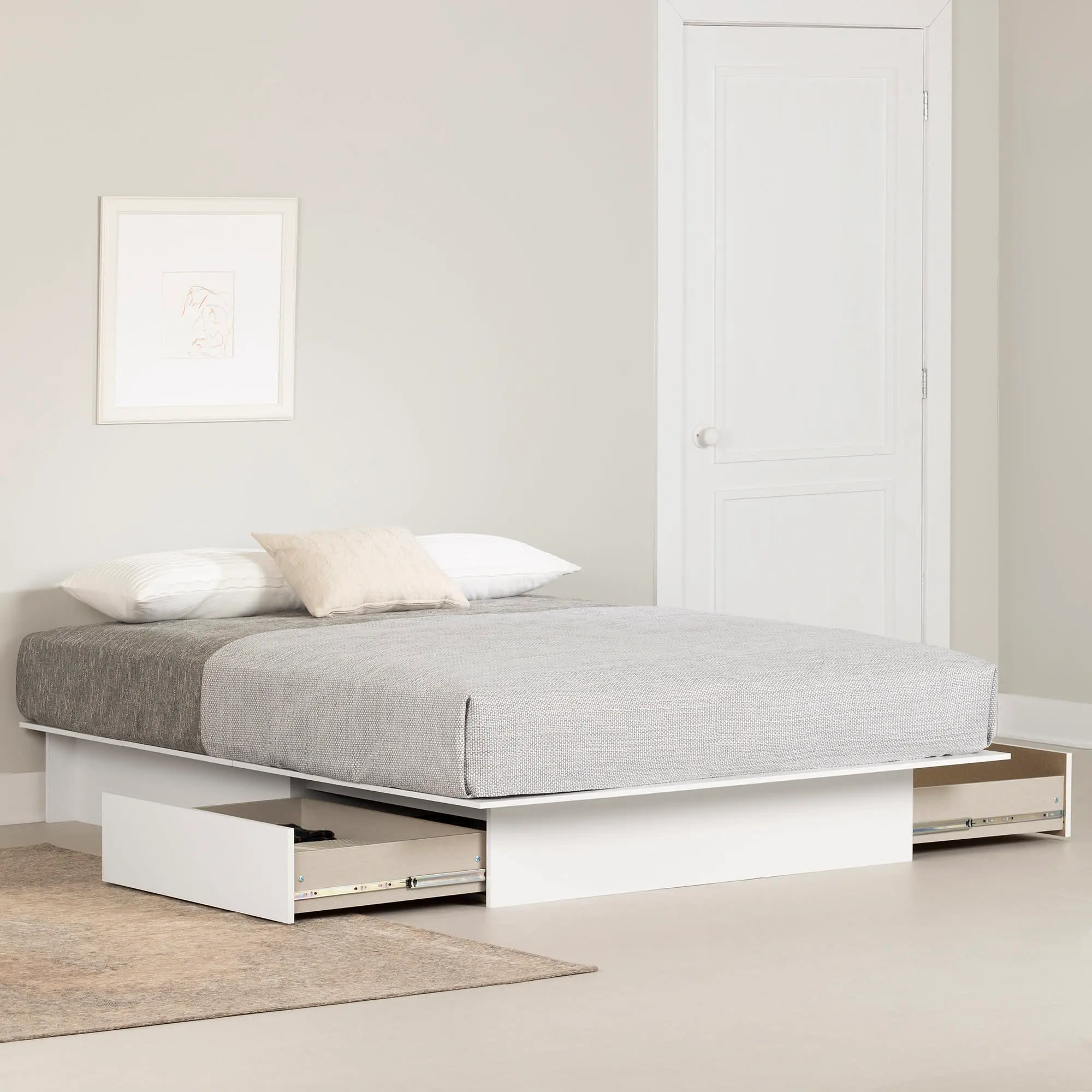 13847 Fusion Full/Queen Pure White Platform Bed - South  sku 13847