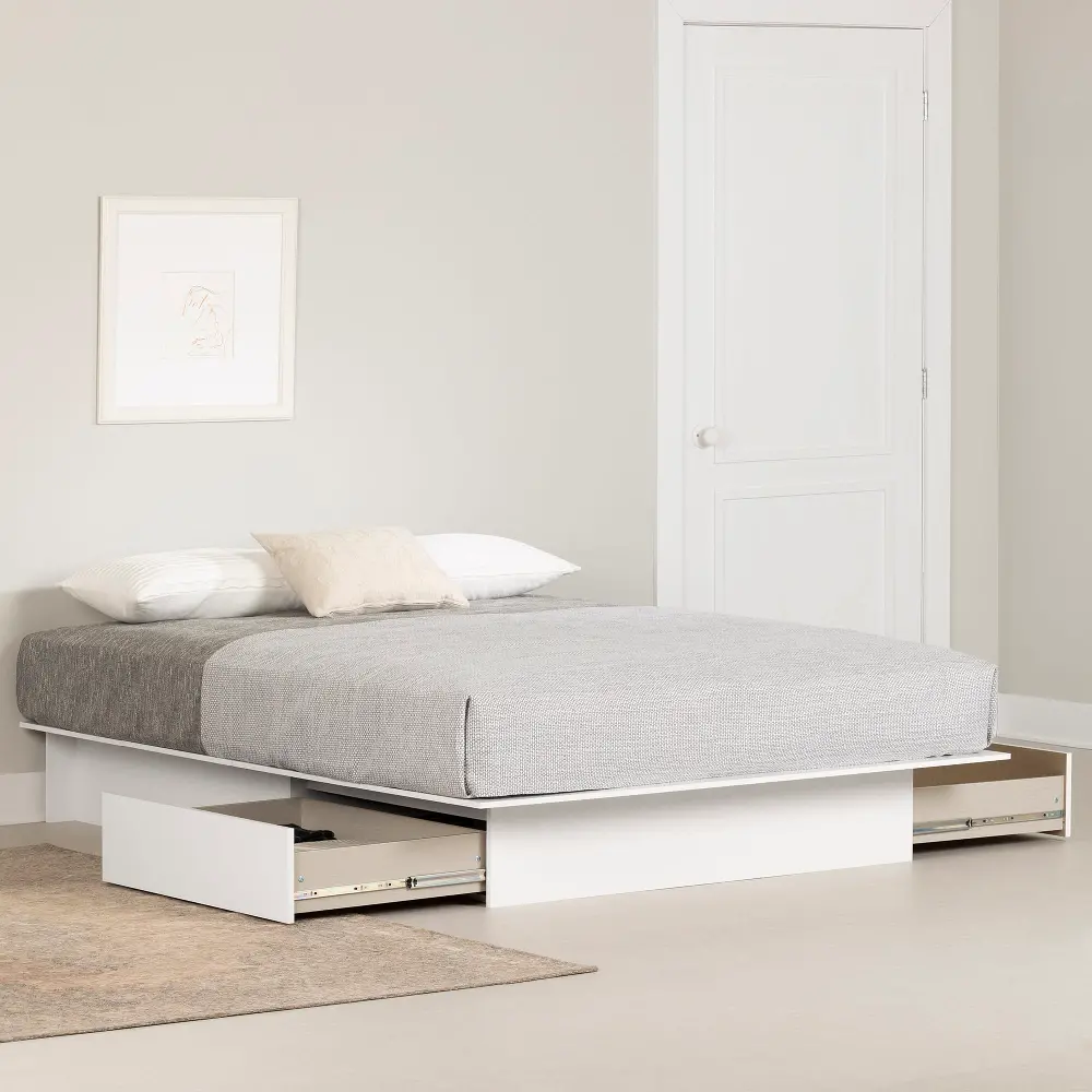 13847 Fusion Full/Queen Pure White Platform Bed - South Shore-1