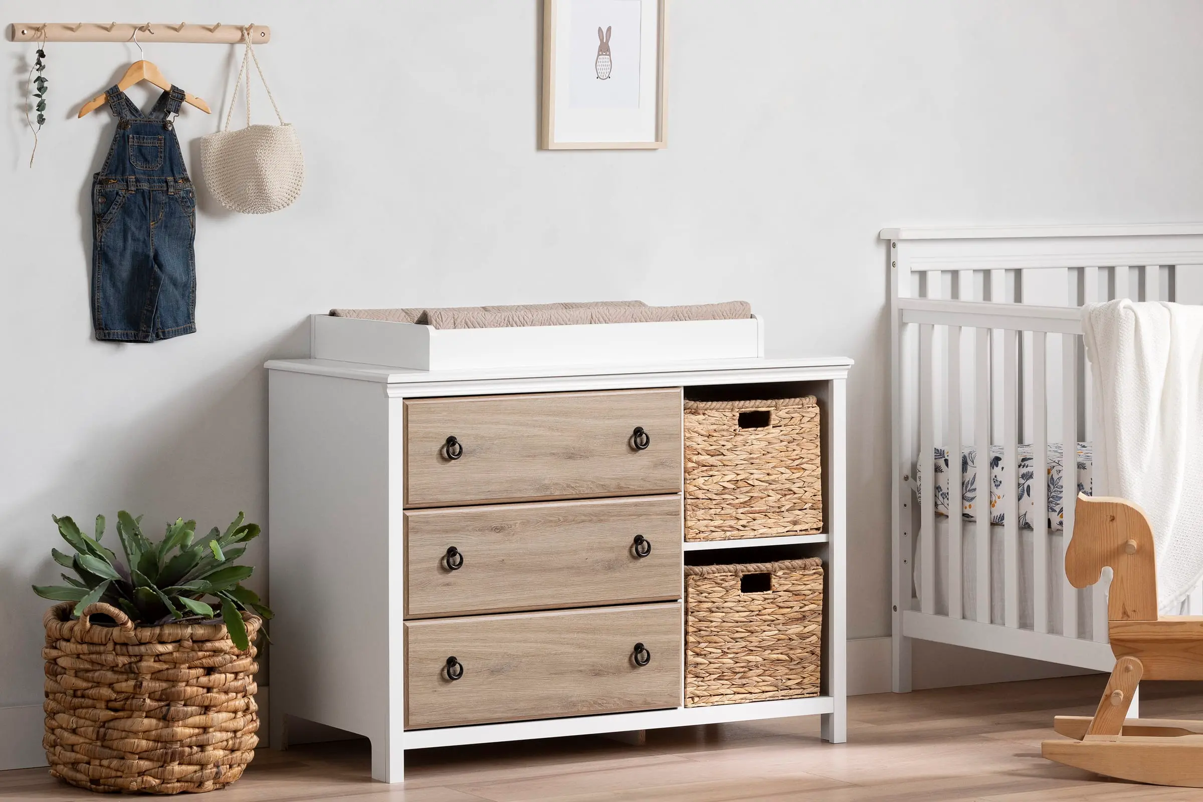 14125 Cotton Candy Oak and White Changing Table - South  sku 14125
