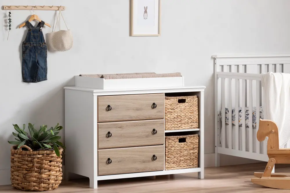 14125 Cotton Candy Oak and White Changing Table - South Shore-1