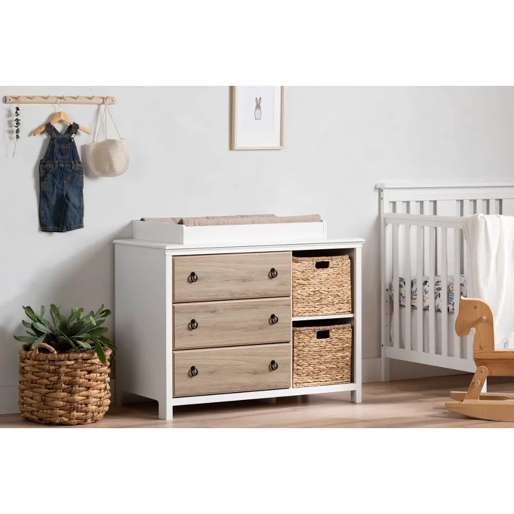 14125 Cotton Candy Oak and White Changing Table - South Shore-1
