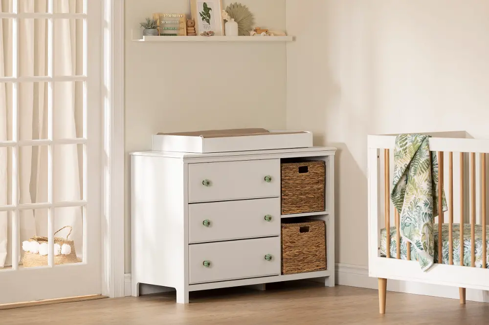 14126 Balka White Changing Table Dresser - South Shore-1