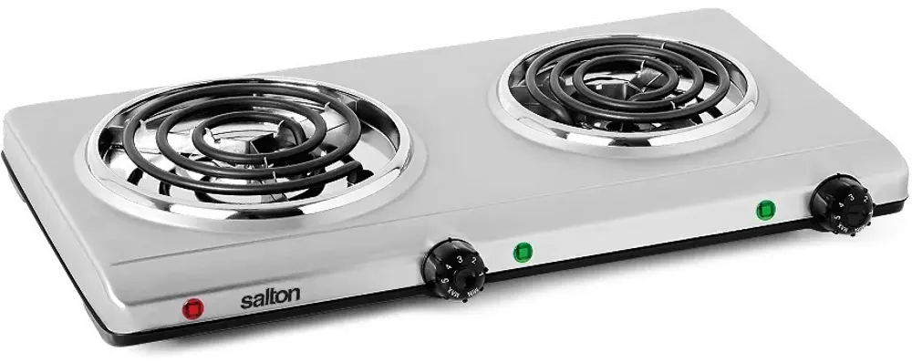Salton Portable Double Cooktop in Stainless Steel-1