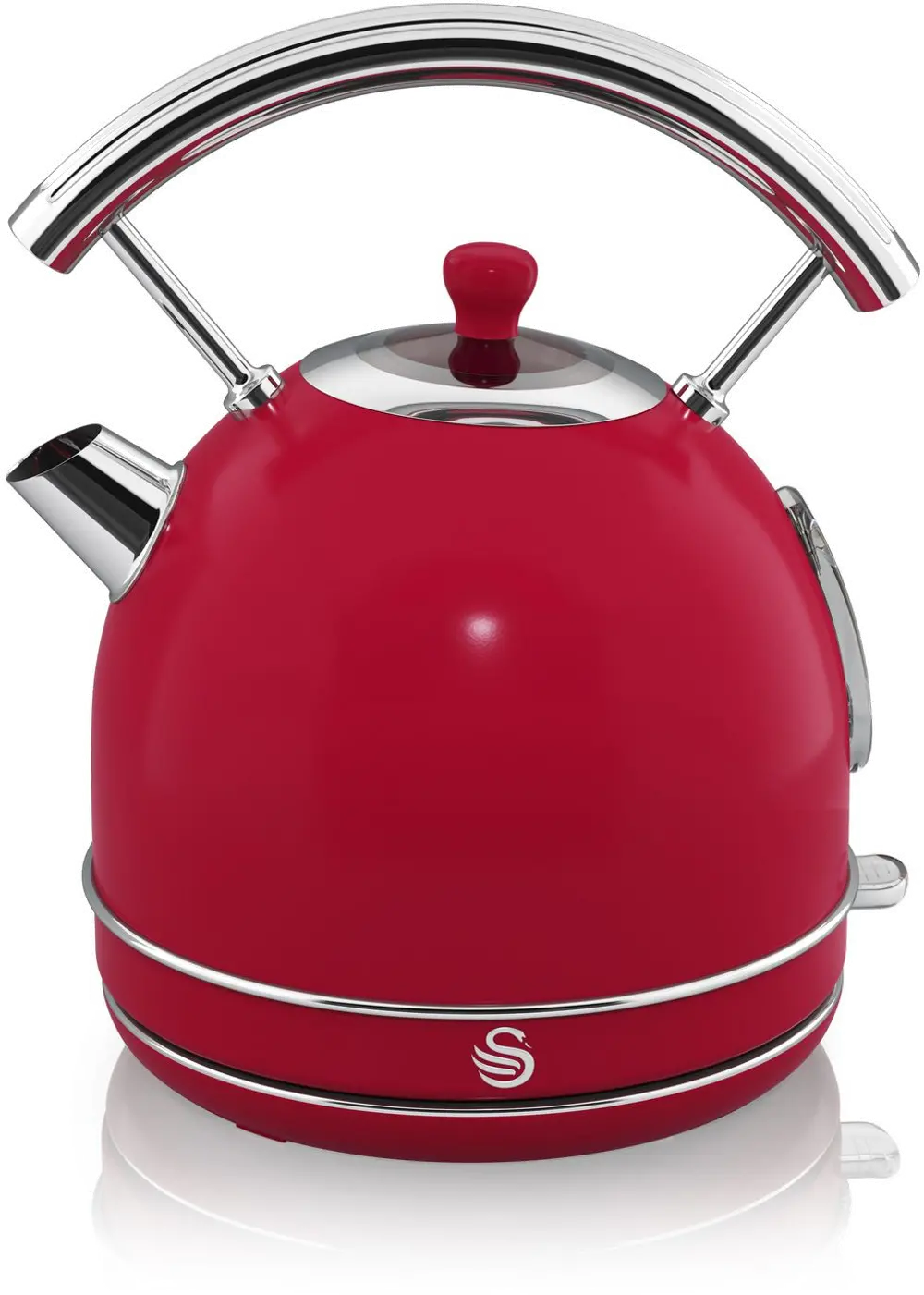 Swan Red Retro Cordless Dome Kettle-1