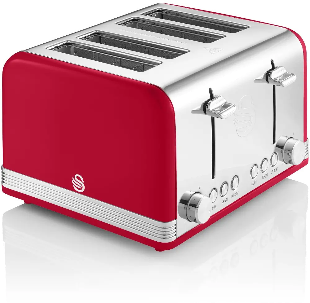 Swan Red Retro 4-Slice Toaster-1