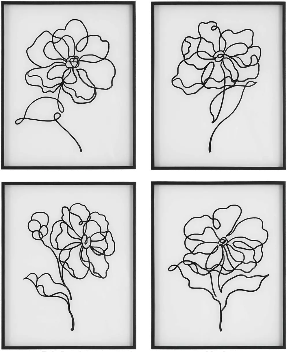 Blooms Black and White Framed Wall Art-1