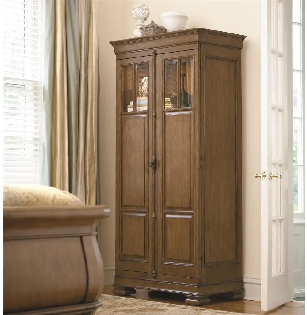 Modern Eclectic Cognac Brown Tall Cabinet-1