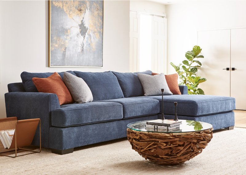 Dahlia Indigo Blue 2 Piece Chaise Sectional