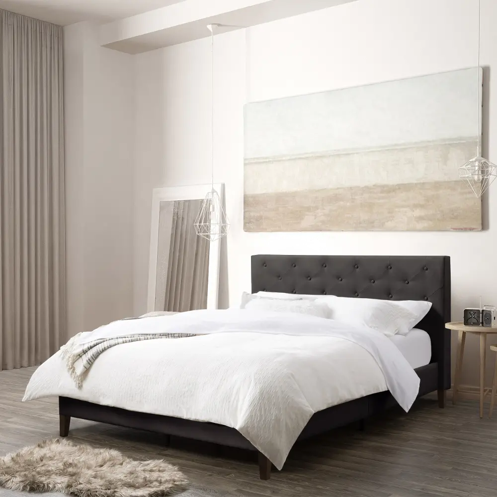 Nova Ridge Contemporary Queen Dark Grey Tufted Upholstered Bed-1