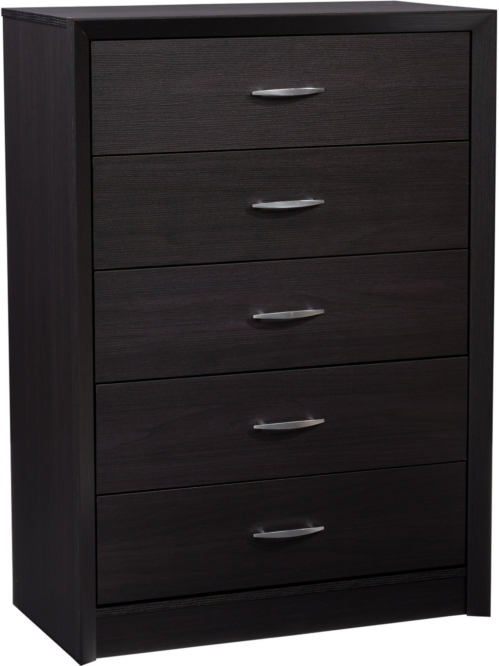 Newport Contemporary Black Five Drawer Tall Dresser