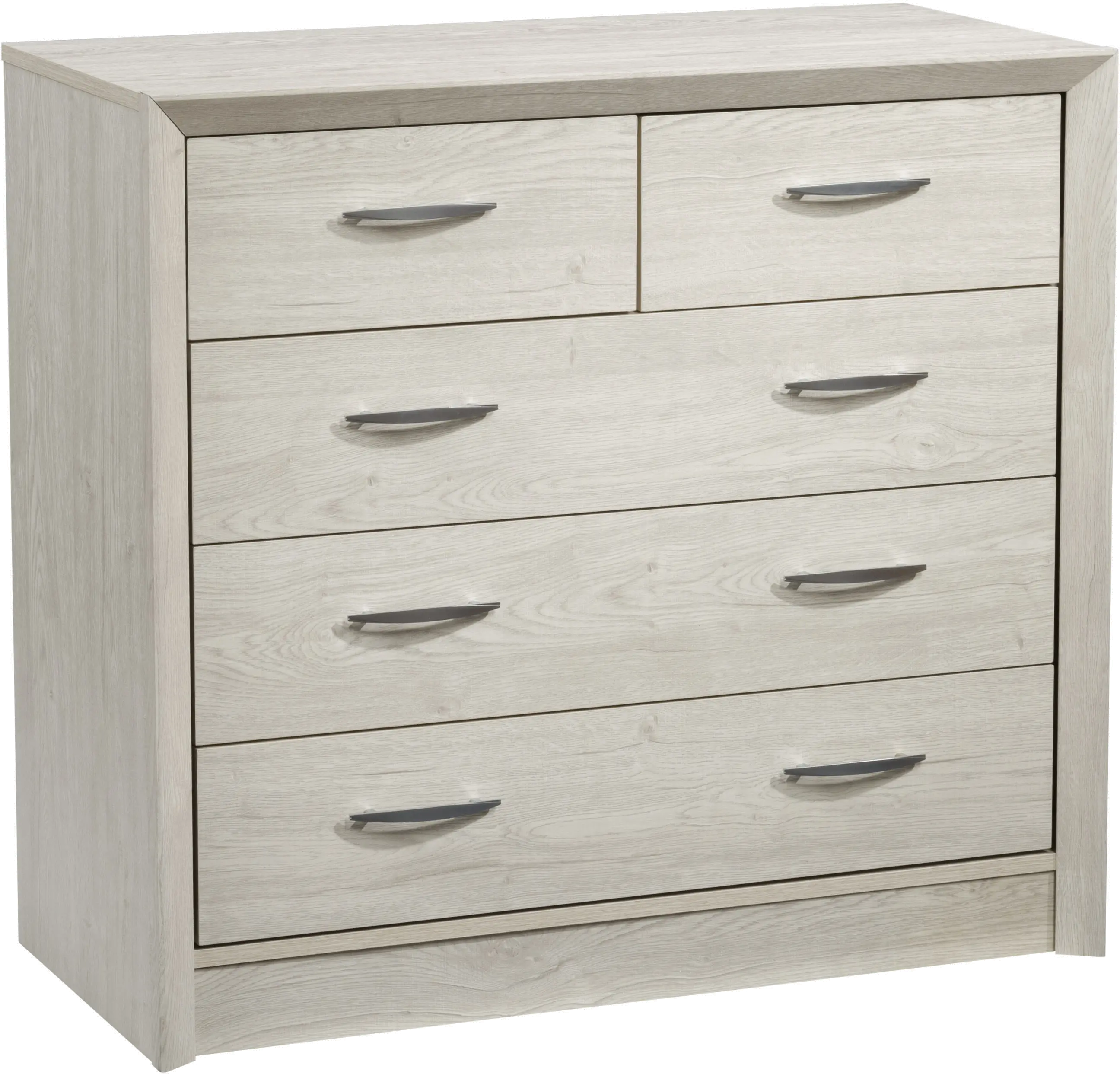 Newport Contemporary White Washed Oak Five Drawer Dresser