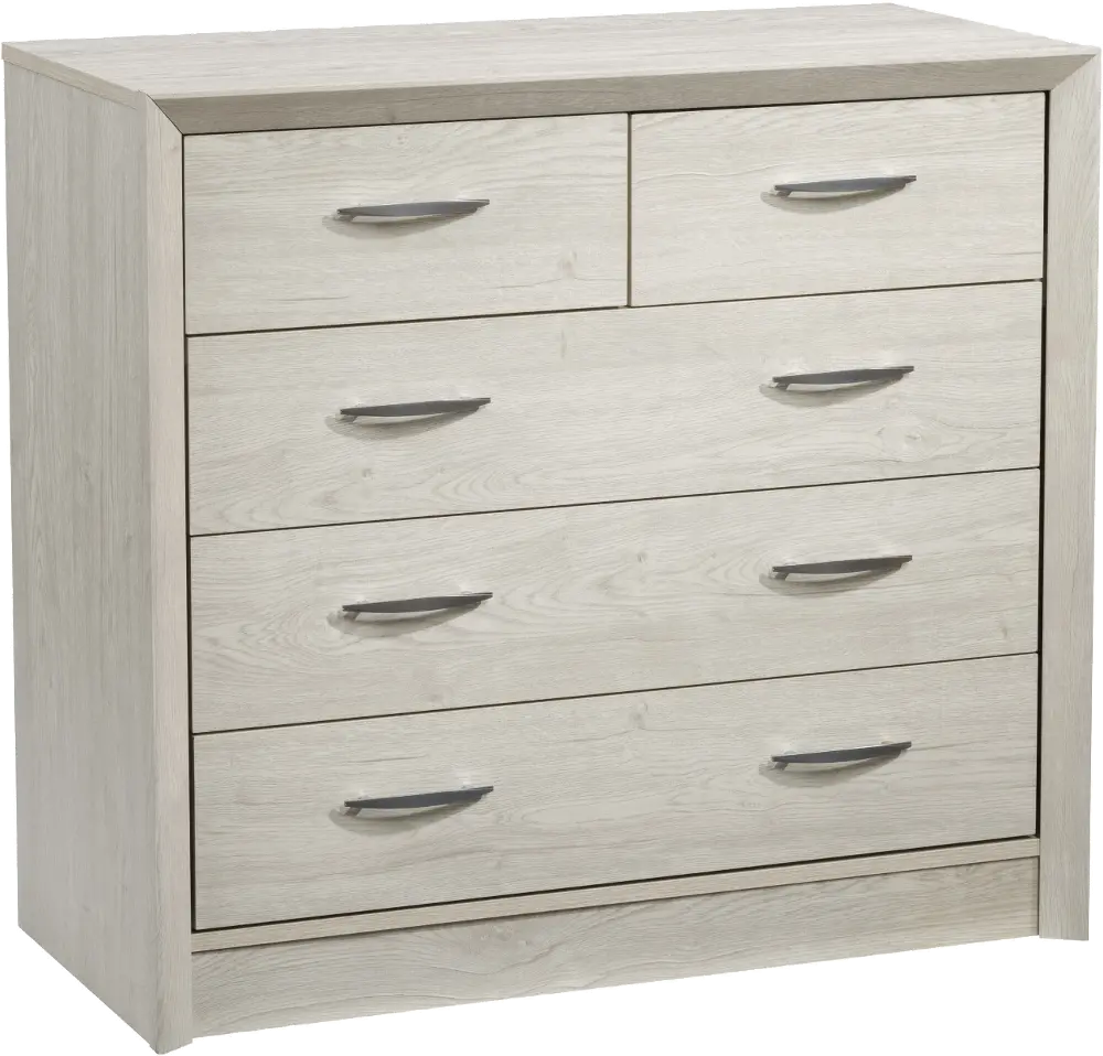 Newport Contemporary White Washed Oak Five Drawer Dresser-1