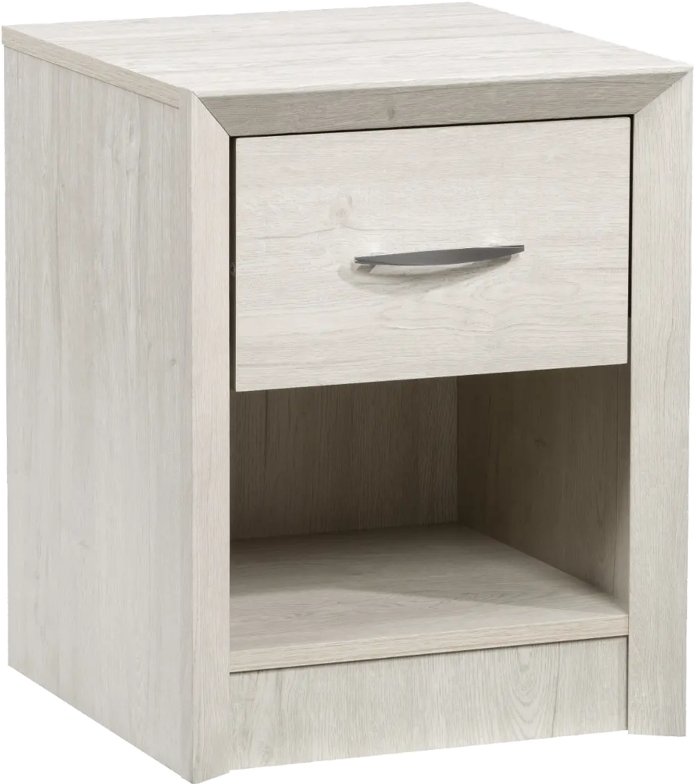 Newport Contemporary White Washed Oak One Drawer Nightstand-1