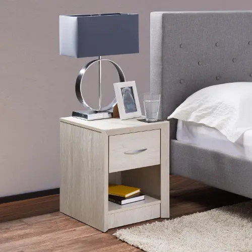 Newport Contemporary White Washed Oak One Drawer Nightstand RC Willey