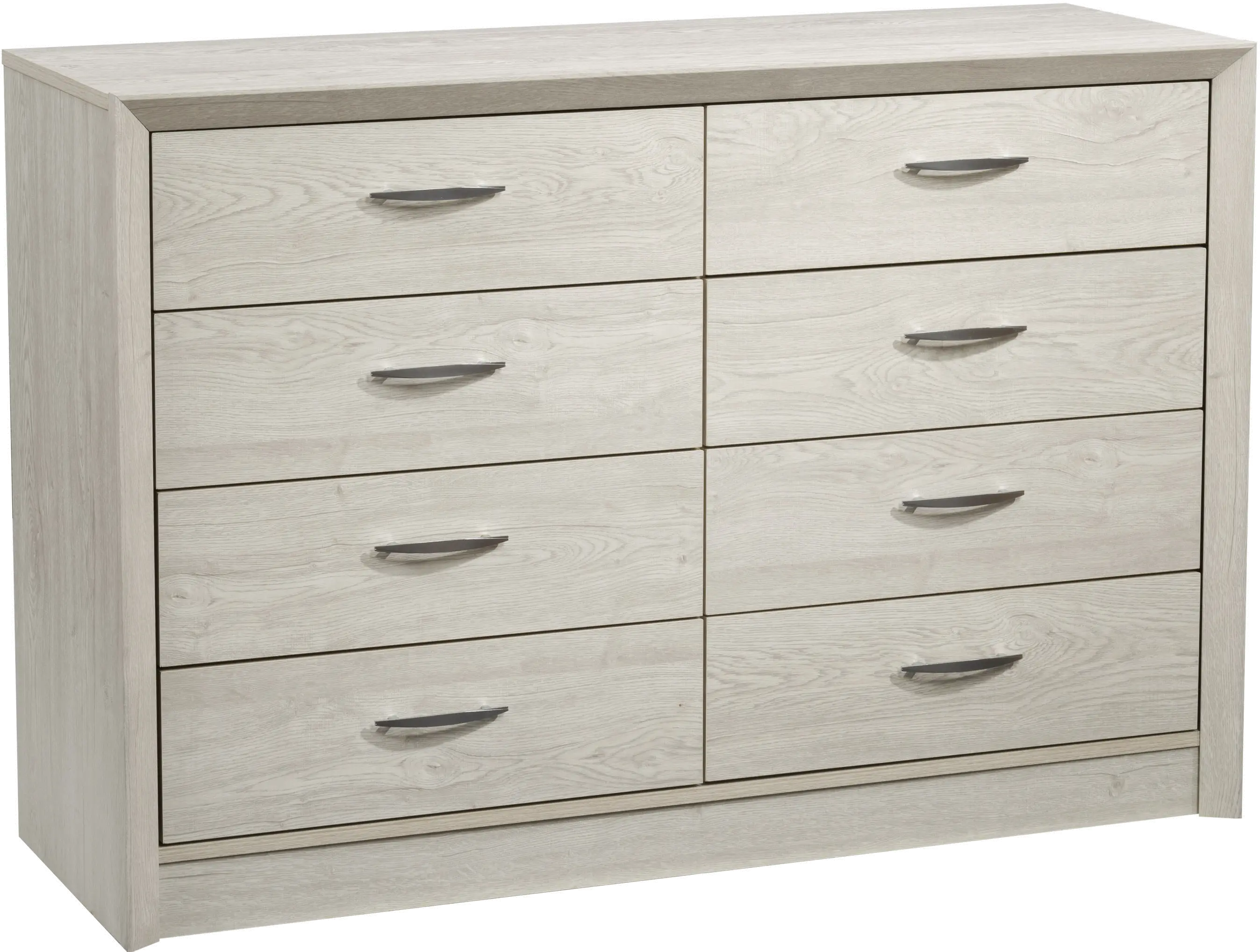 Photos - Dresser / Chests of Drawers CorLiving Newport Contemporary White Washed Oak 8-Drawer Dresser NPT-301-W 