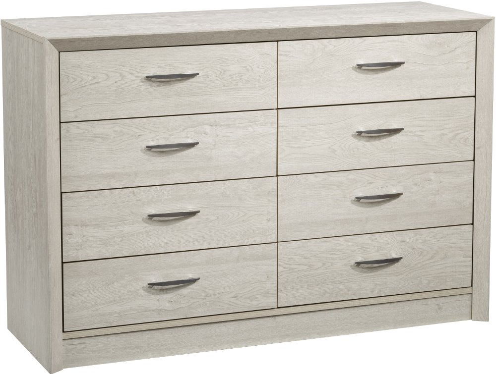 Newport Contemporary White Washed Oak 8-Drawer Dresser