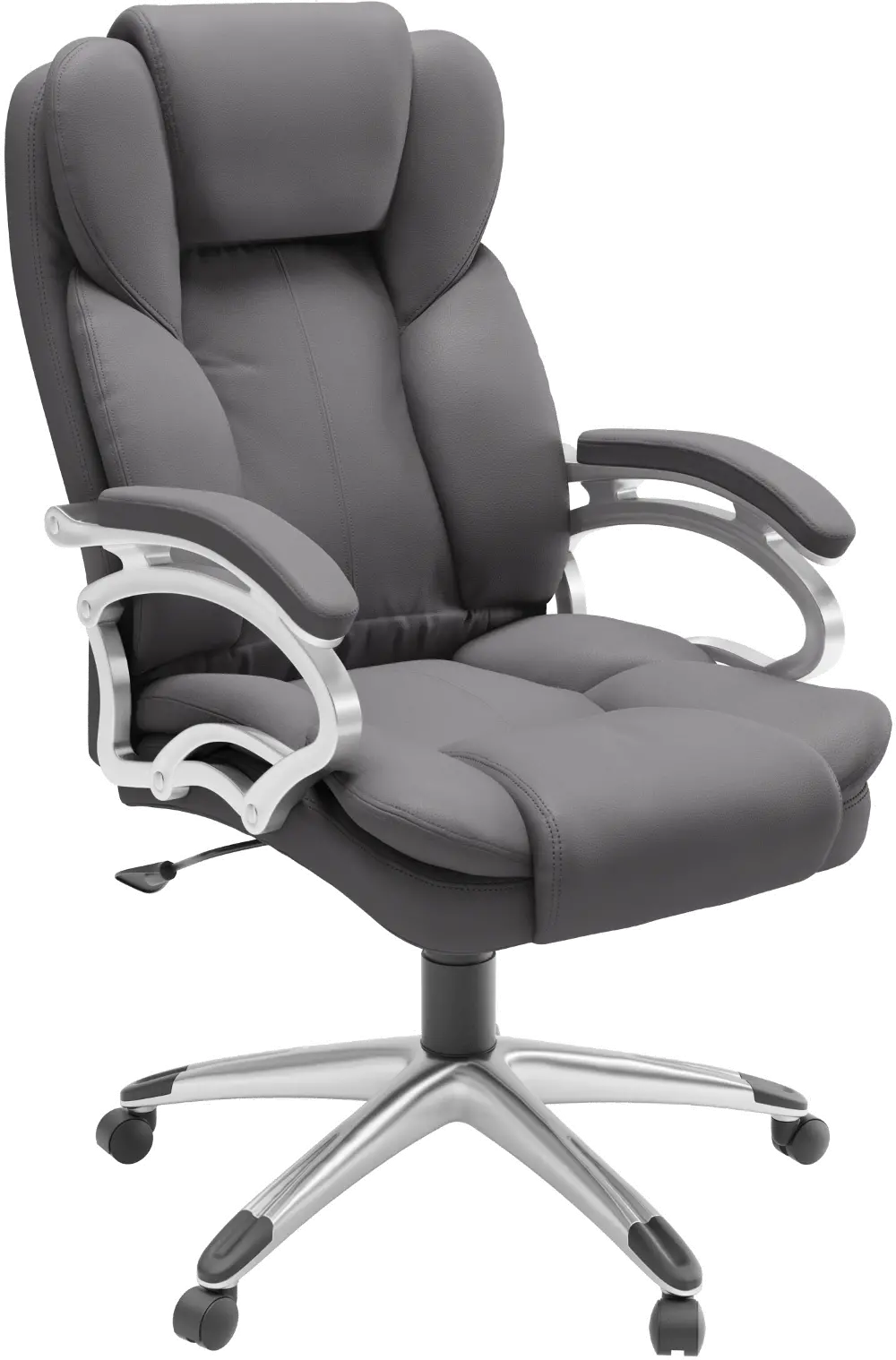Workspace Contemporary Gray Leatherette Executive Office Chair-1