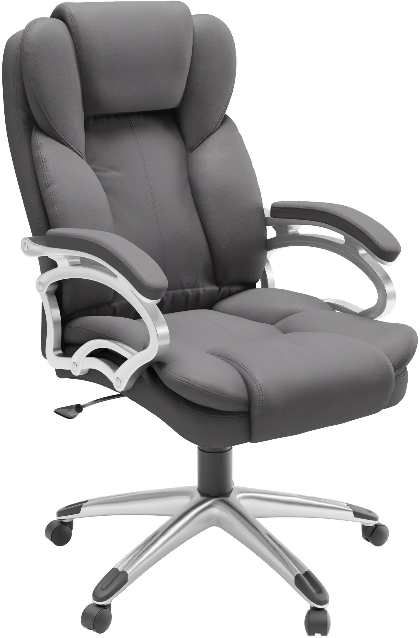 Workspace Contemporary Grey Leatherette Executive Office Chair