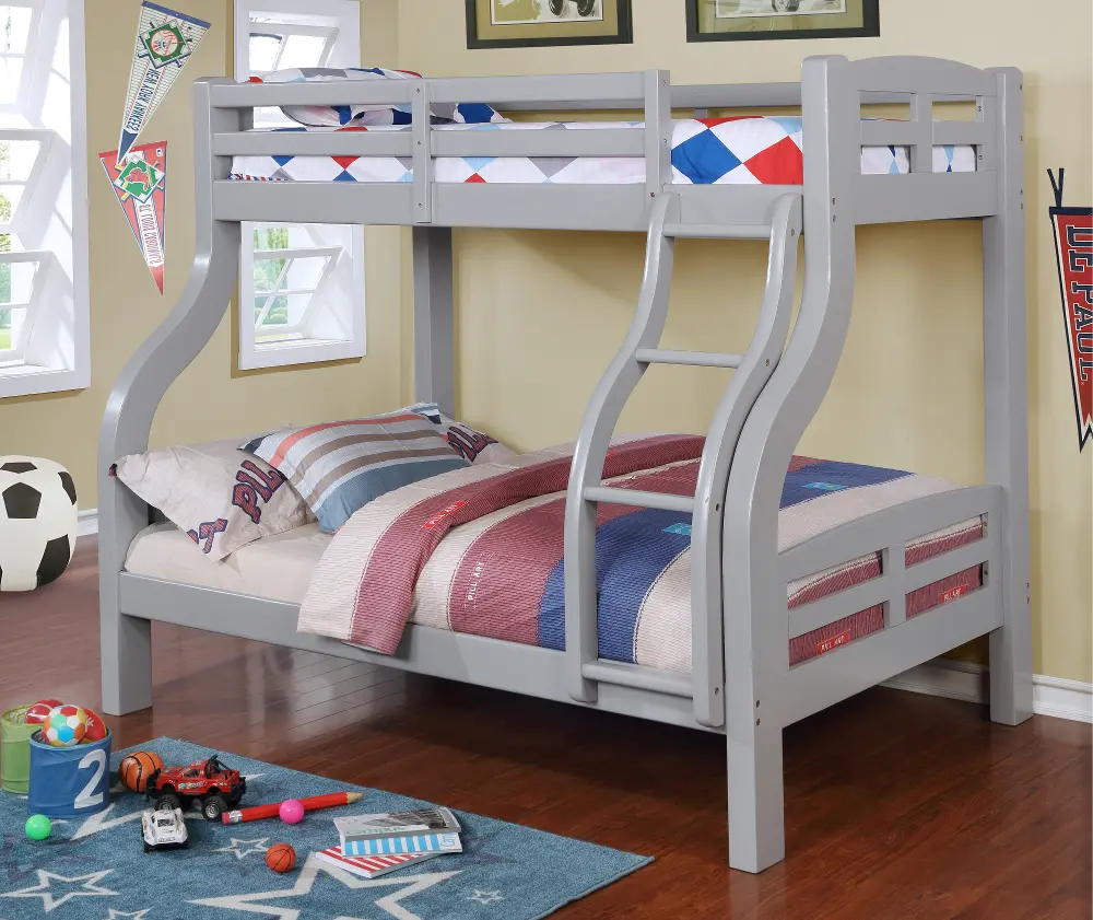 Big Bear Gray Twin-over-Full Bunk Bed-1