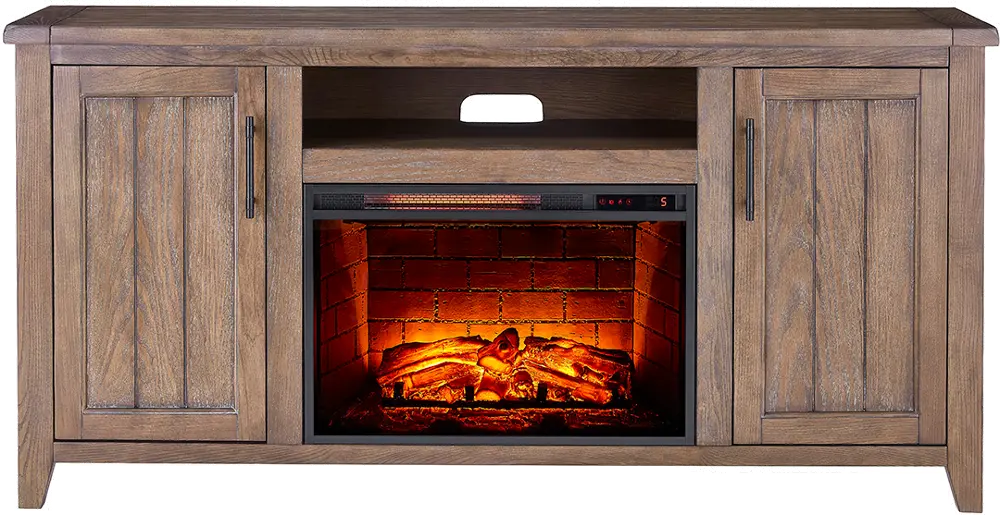Redding Vintage Oak Fireplace TV Stand-1