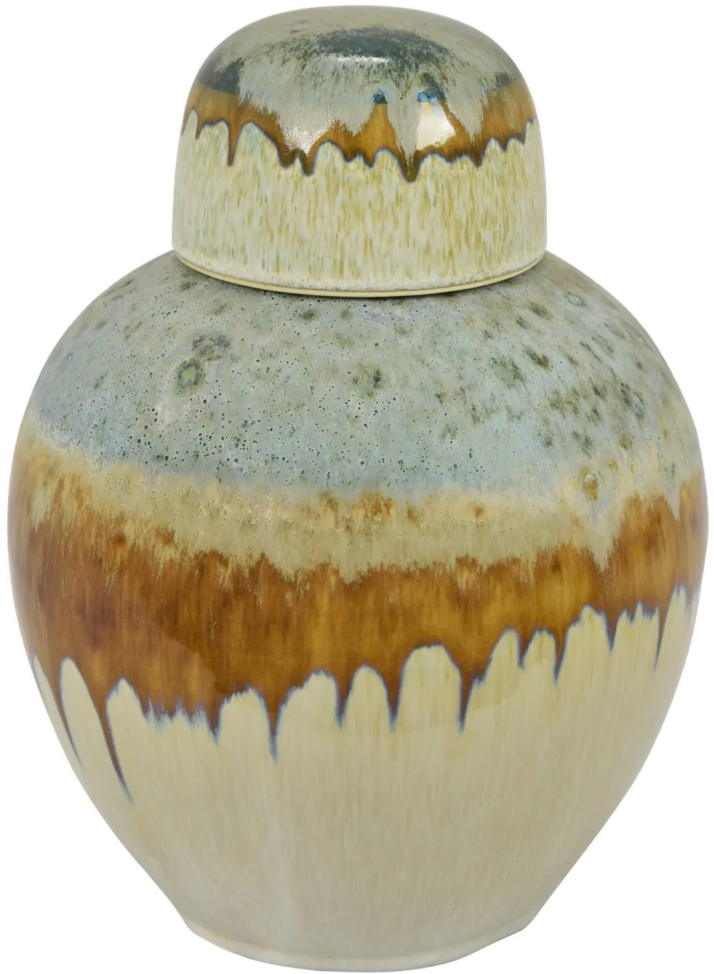 Enzo 11.25  Blue and Rust Jar With Lid-1