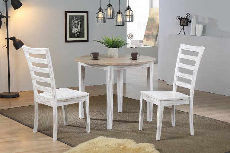 Prescott White And Wheat 3 Piece Dining, Small Round Dining Table Set For 3
