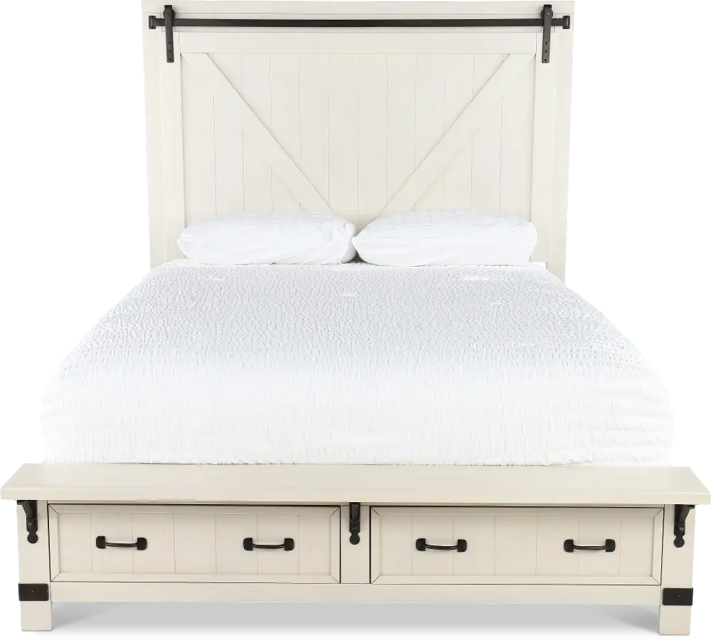 Mill River White Queen Storage Bed-1