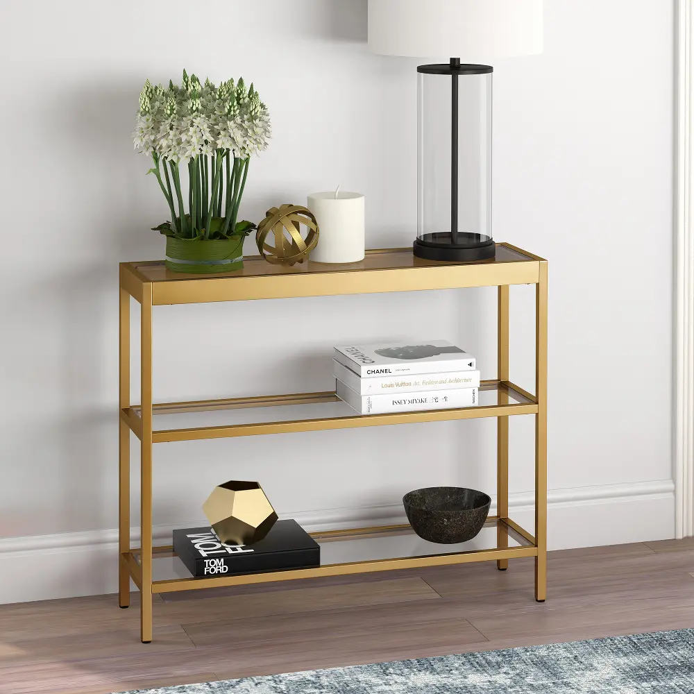 Alexis Modern 36 Inch Brass Console Table-1
