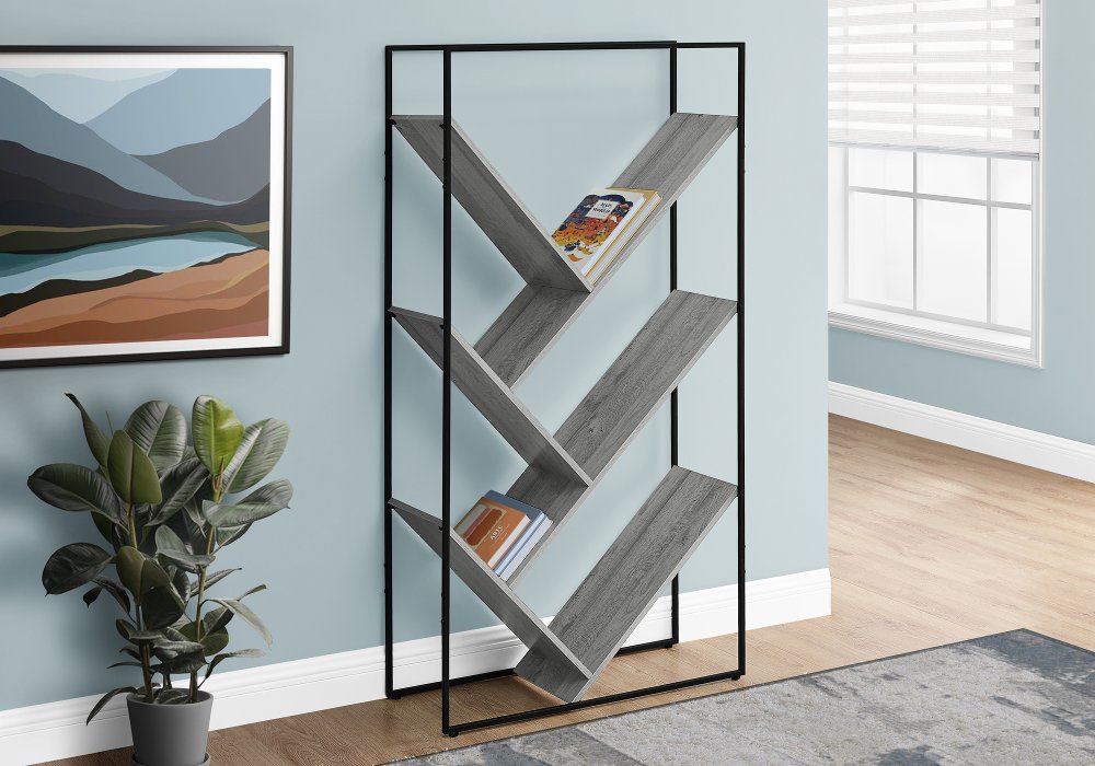 112561837 Cliff Contemporary 60 Gray Bookcase sku 112561837