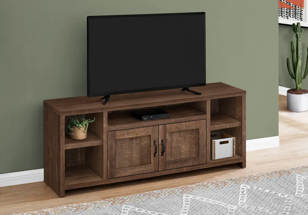 Farmhouse 60 Inch Brown Reclaimed Wood TV Stand-1